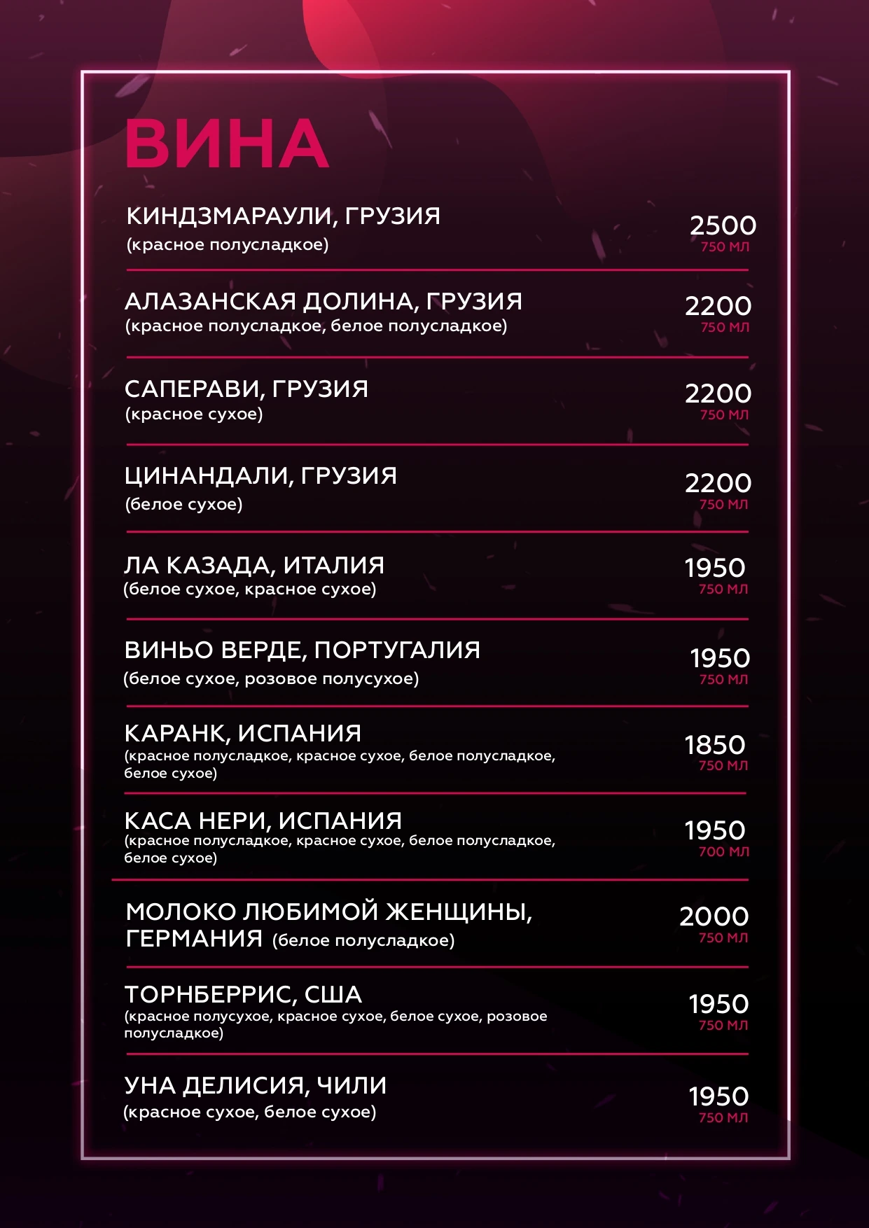 Страница меню